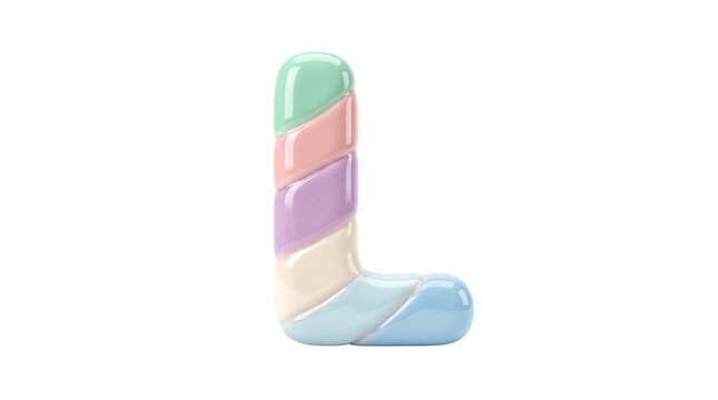 Sweet Pastel Marshmallow Letter L 3D Render Isolated on White Background