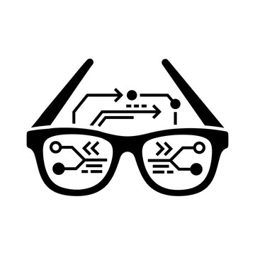 Ar glasses augmented reality in smart technology icon of digital virtual vision cyber optical vector