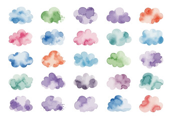 Obraz premium Watercolor Cloud Collection - Pastel Sky Elements
