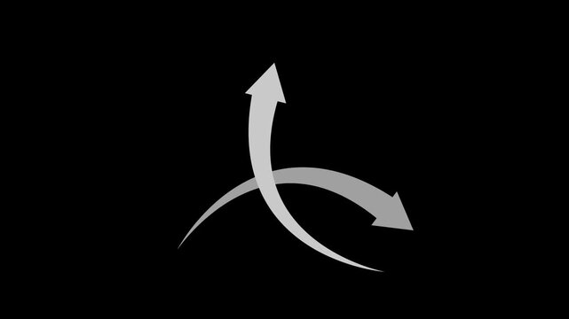 Two curved arrows pointing in opposite directions minimal animation