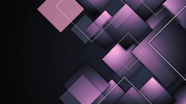 Abstract geometric background with layered squares and diagonal shapes animation