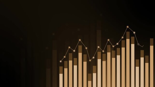 Abstract chart with bar graph and line graph showing business data trend animation