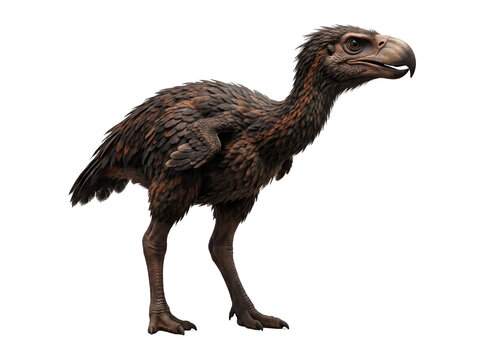 Titanis walleri standing upright in a powerful natural pose, gigantic flightless predatory bird towering on long muscular legs