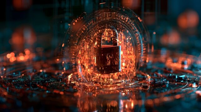 Cybersecurity concept background (CG, DX, AI, encryption)