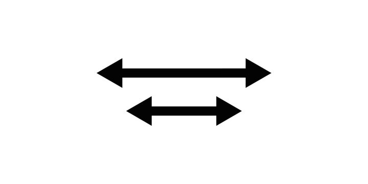 Double ended horizontal arrow icons indicating measurement and distance in two sizes.