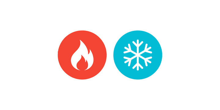 Icons representing fire and ice, hot and cold temperatures.