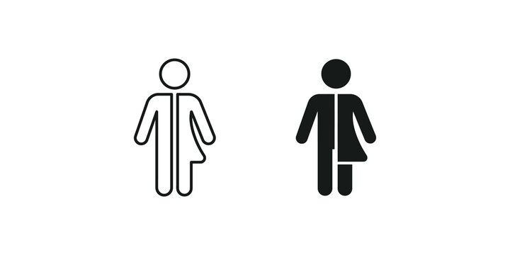 Transgender symbol icon outline and solid for identity.