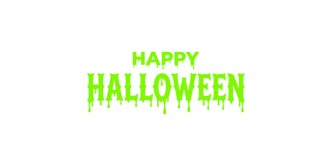 Happy halloween dripping slime text in neon green, creepy and gooey font for spooky holiday designs.
