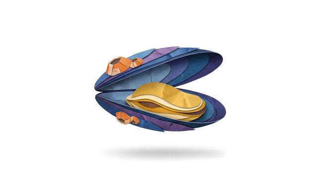 Colorful Abstract Folded Shapes Floating in White Space