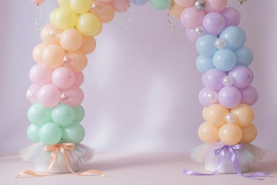 Balloon columns entrance pastel pair