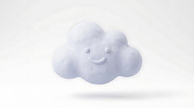 Cute white cloud character with smiling face.
