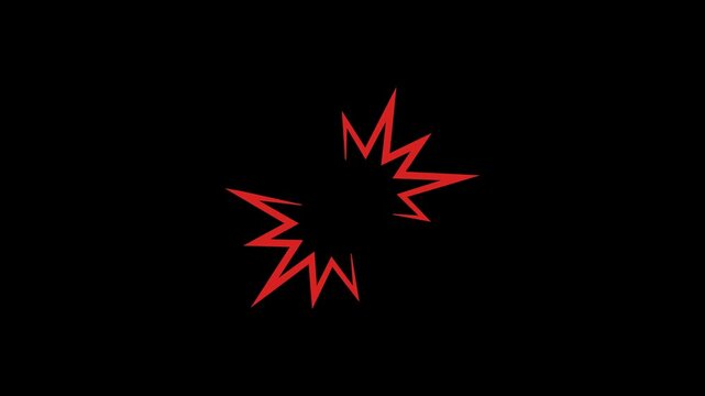 4K motion graphic of Cartoon impact hit effects with alpha channel transparency. 2D cartoon animation of Cartoon impact burst, explosive shape effects, spark and blast on black background.