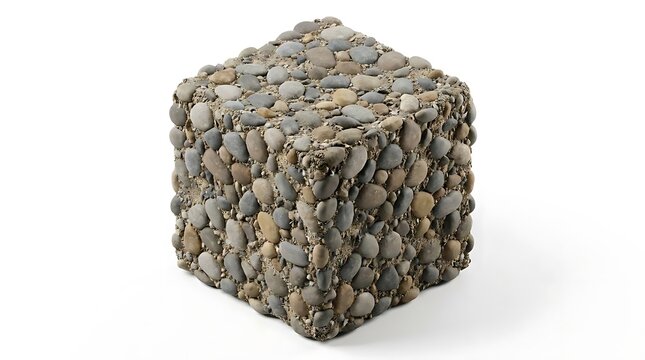 Decorative cube made of natural river pebbles.