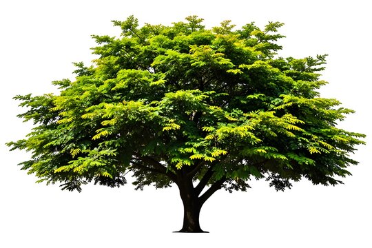 Isolated Green Tree With Yellow Flower Blossom Nature Object