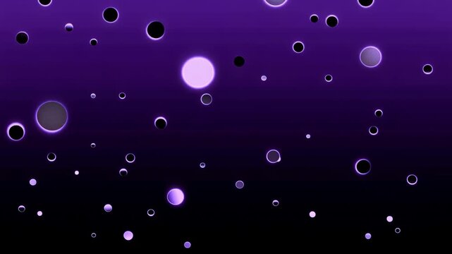 Floating soap bubbles in dark purple liquid with light reflections