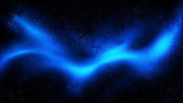 Blue abstract glowing wave on dark textured background with luminous neon light, flowing energy curve, futuristic digital atmosphere, vibrant electric blue motion, cosmic technology backdrop
