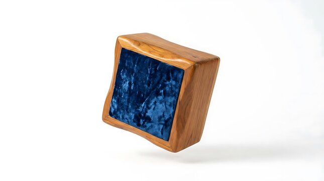 Wooden block containing a glowing blue crystal core.