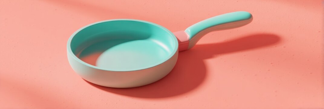 frying pan on a pink background