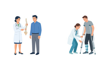 Fototapeta premium Orthopedic Specialist Consults Patients for Spine Health and Leg Injury Rehabilitation