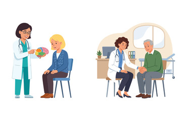 Obraz premium Doctors Consulting and Providing Psychological Support to Patients in a Medical Clinic Setting