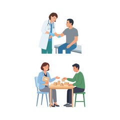 Obraz premium Professional Medical Consultation and Psychological Therapy Sessions Featuring Healthcare Experts and Patients