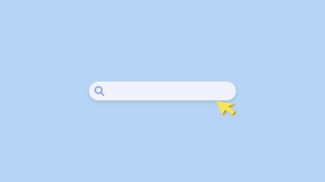 White blank search bar with yellow click cursor arrow on light blue background