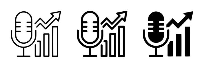 Obraz premium Podcast Growth Icons, Audio Analytics, Microphone Statistics
