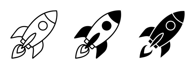 Fototapeta premium Rocket Ship Icons, Spacecraft Vector Art, Launch Symbols