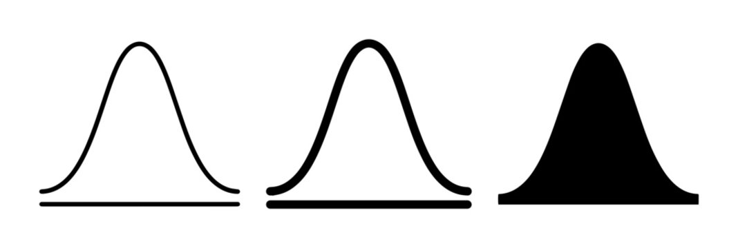 Gaussian Curve Icons, Normal Distribution Graphs, Statistical Bell Curves
