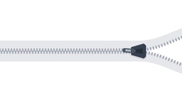 Minimalist Zipper Illustration Opening on White Background