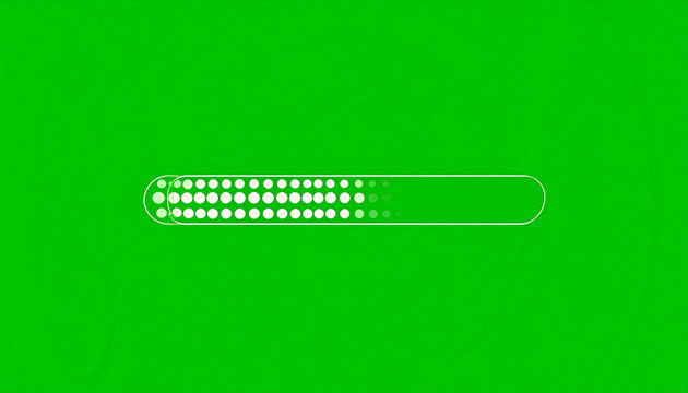 Animated Loading Bar with White Dots Progress Indicator on a Vibrant Green Screen Background for Video Editing and UI Design
