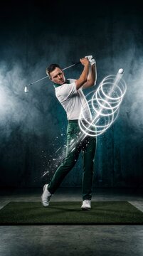 Golfer Swinging With Vibrating Kinetic Energy