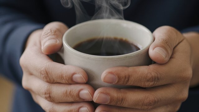 Warm Cup of Coffee Enjoyed in Cozy Setting with Steaming Aroma