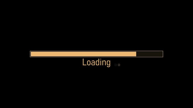 Simple loading bar and the word loading showing progress wait and system status animation