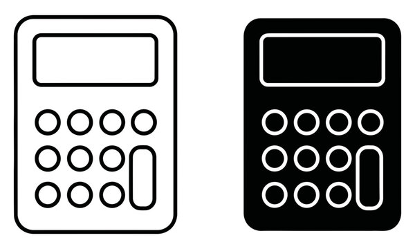 Two calculator icons one white and one black on a plain white background