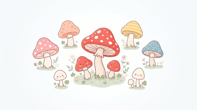 vector cute mashrooms