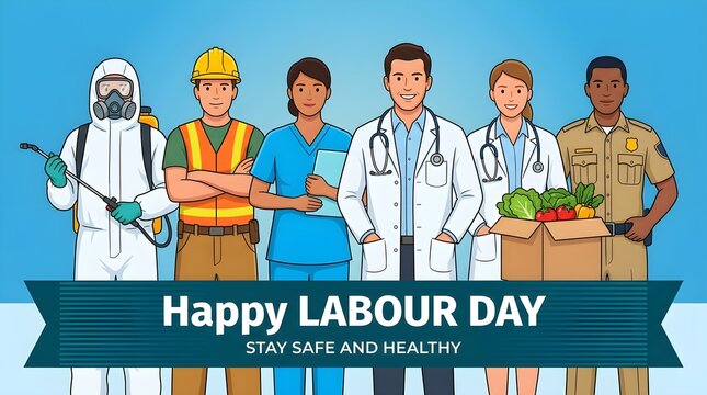 happy Labour day or international workers day vector illustration with workers. labor day and may day celebration.
