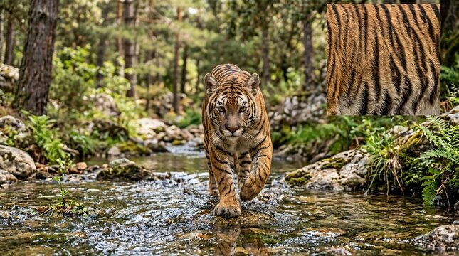 Tiger walking stream