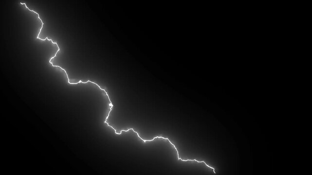 Lightning Bolt Effect Overlay | Electric Lightning Strike VFX Vertical Lightning Flash Animation Lightning Crack Energy Effect White Electric Bolt on Black Background Lightning Strike Animation HD