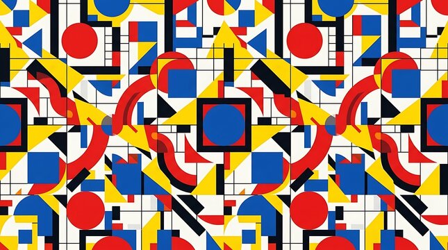 Abstract geometric pattern with primary colors and bold shapes