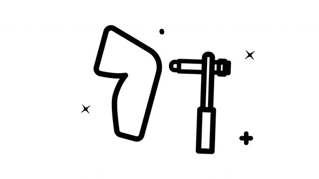 A simple reflex hammer icon animation for medical knee exams in black line art style. Ideal for medical websites, educational materials, and healthcare blogs.