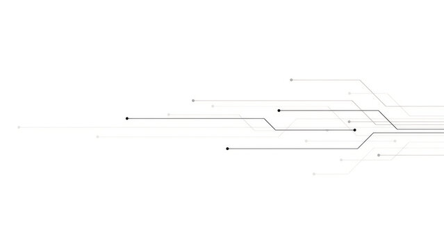 Modern electronic circuit board layout lines on clean white background