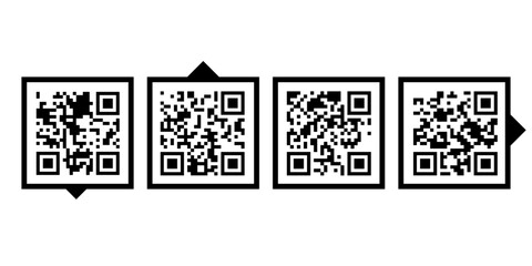 Fototapeta premium QR code frames set with arrows for mobile scanning vector