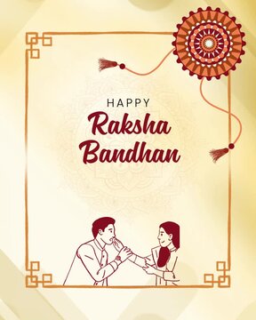 Raksha Bandhan Peach and Orange Illustrated Greeting Video