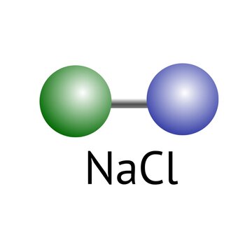 sodium chloride or nacl compound in 3d form isolated on white background