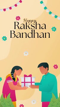 Raksha Bandhan Peach Green and Red Playful Greeting Video Story