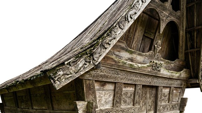 Intricate Hand-Carved Wooden Panels of a Traditional Batak House, Indonesian Heritage Architecture