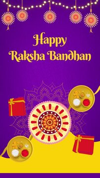 Raksha Bandhan Purple and Yellow Decorative Greeting Video Story