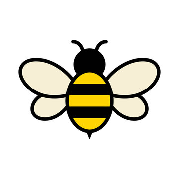 Cute honey bee insect vector illustration icon featuring black and yellow stripes for nature and honey design