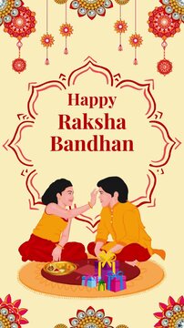 Raksha Bandhan Cream and Red Traditional Greeting Video Story